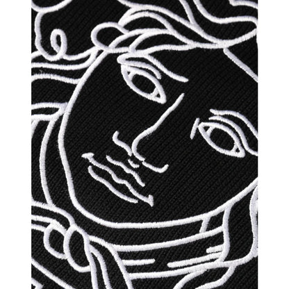 Versace Black Medusa Pullover Sweater with Crew Neck and Embroidery