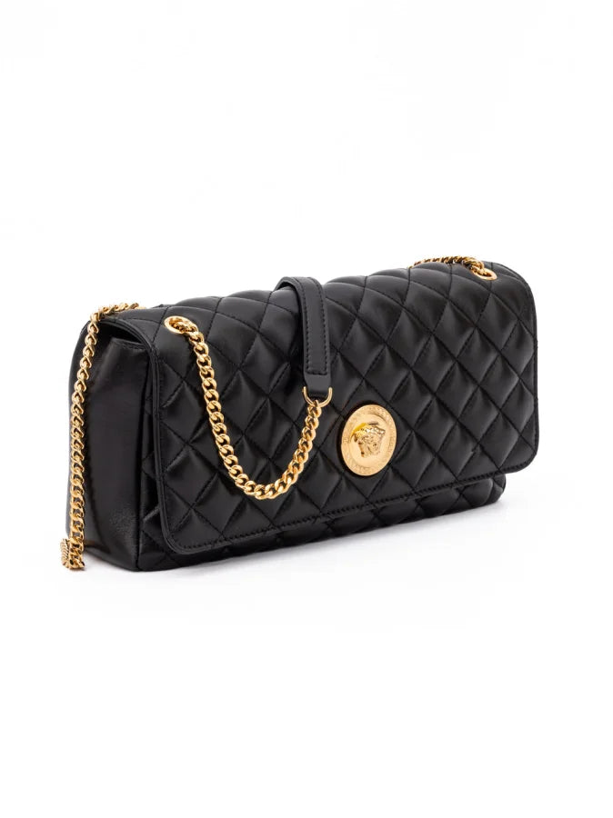 Versace - Black Quilted Leather Shoulder Strap Bag
