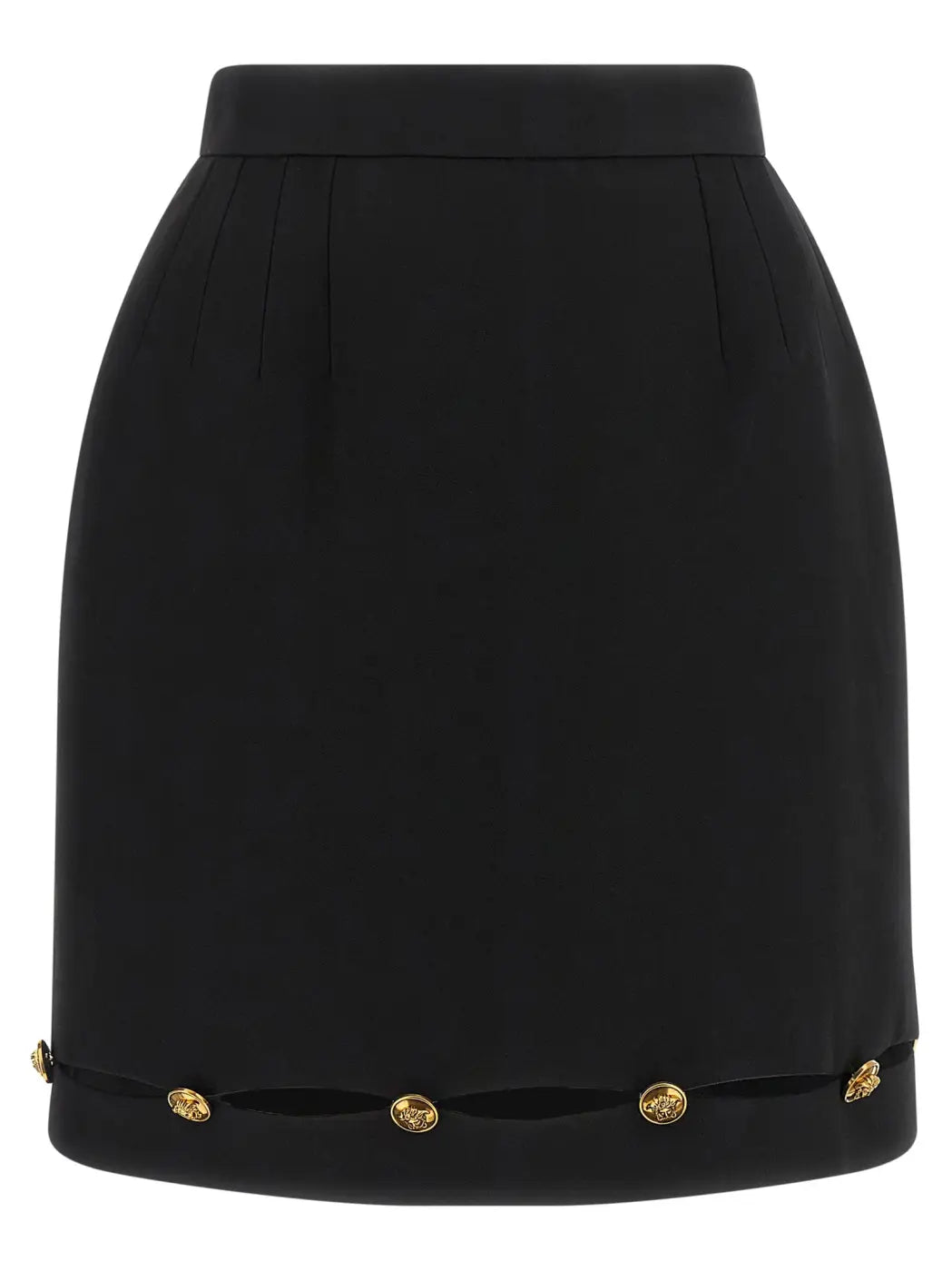 Versace Black Virgin Wool Long Skirt