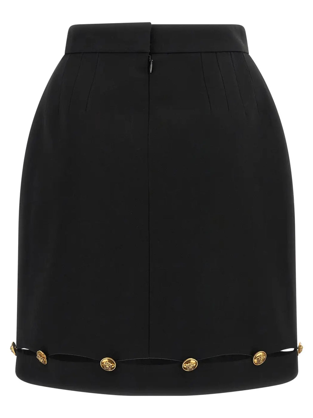 Versace Black Virgin Wool Long Skirt