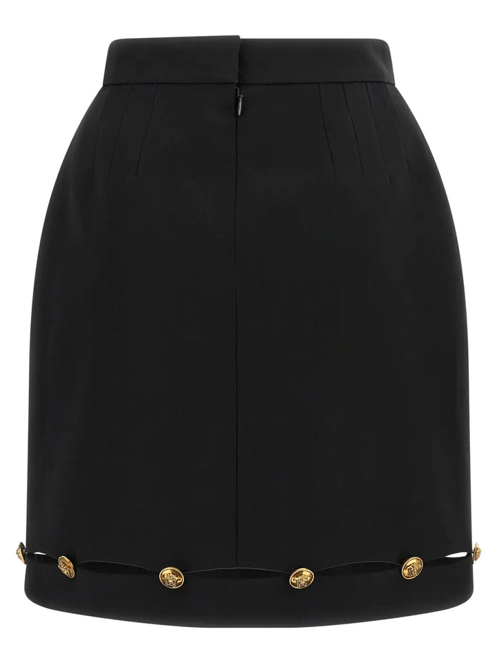 Versace Black Virgin Wool Long Skirt