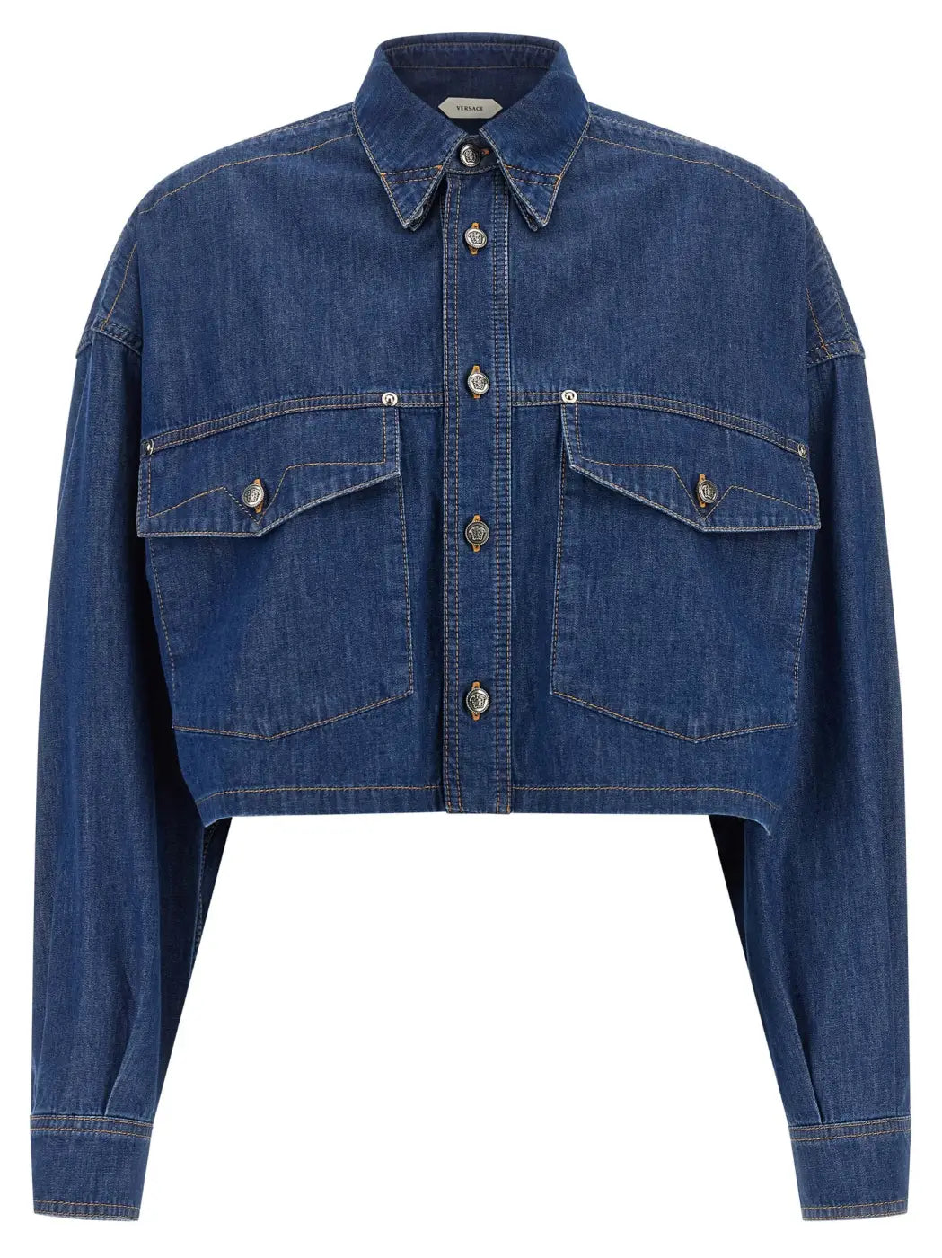 Versace Blue Cotton Blouse