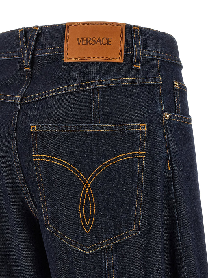 Versace Blue Cotton High-waisted Jean