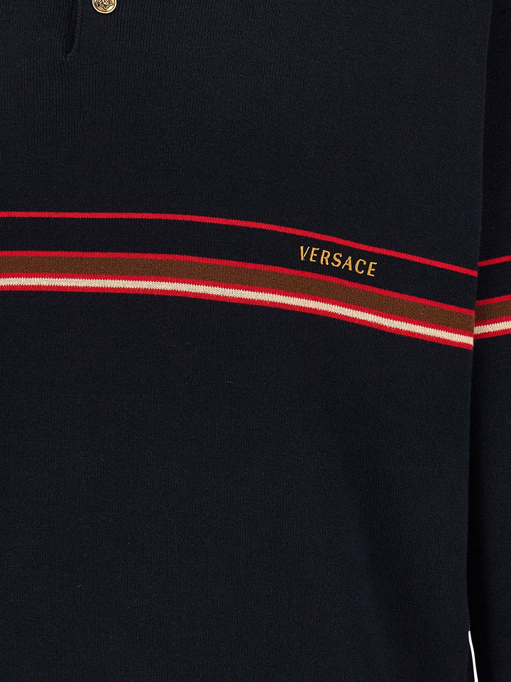 Versace Blue Cotton Polo Shirt