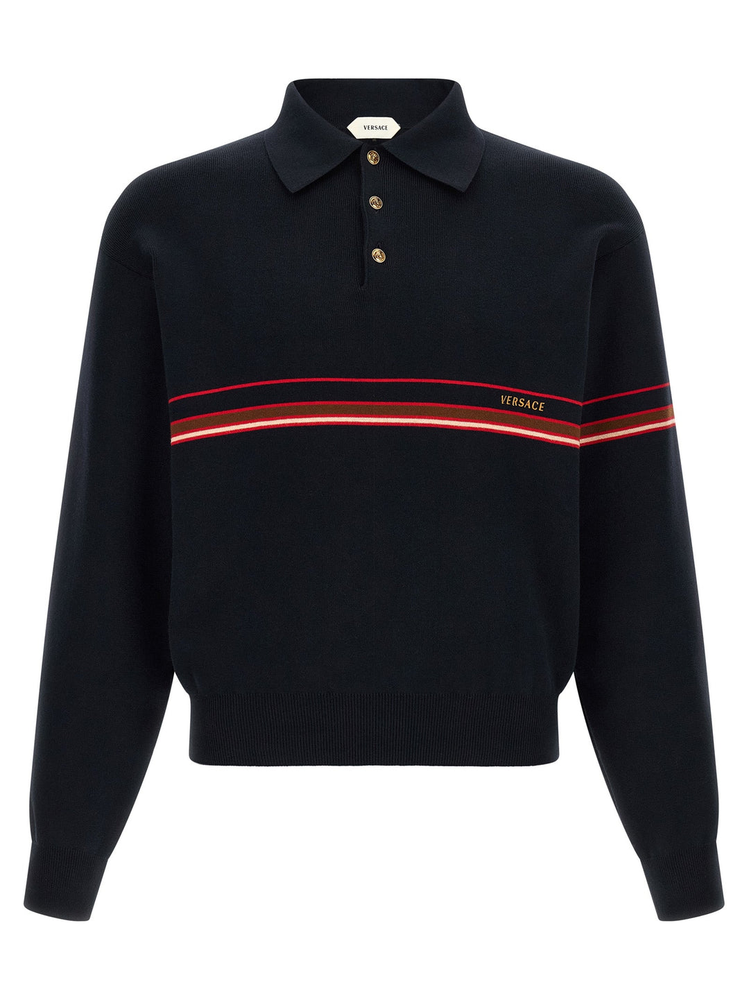 Versace Blue Cotton Polo Shirt