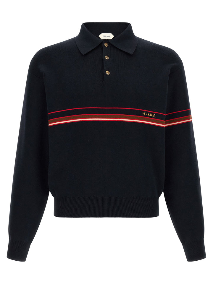 Versace Blue Cotton Polo Shirt
