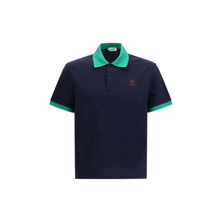 Versace Blue Cotton Polo Shirt