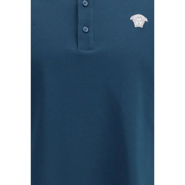 Versace Blue Cotton Polo Shirt