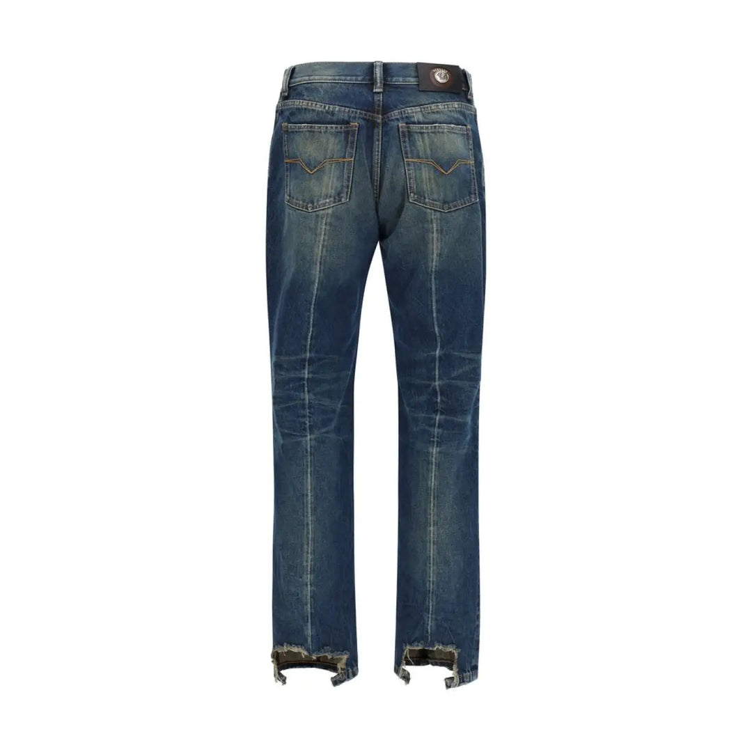 Versace Blue Cotton Straight-leg Jeans