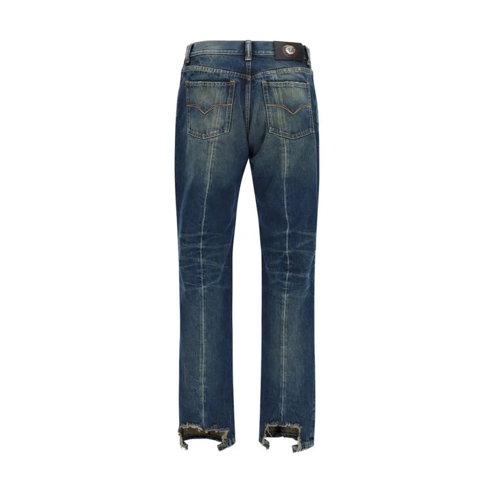 Versace Blue Cotton Straight-leg Jeans