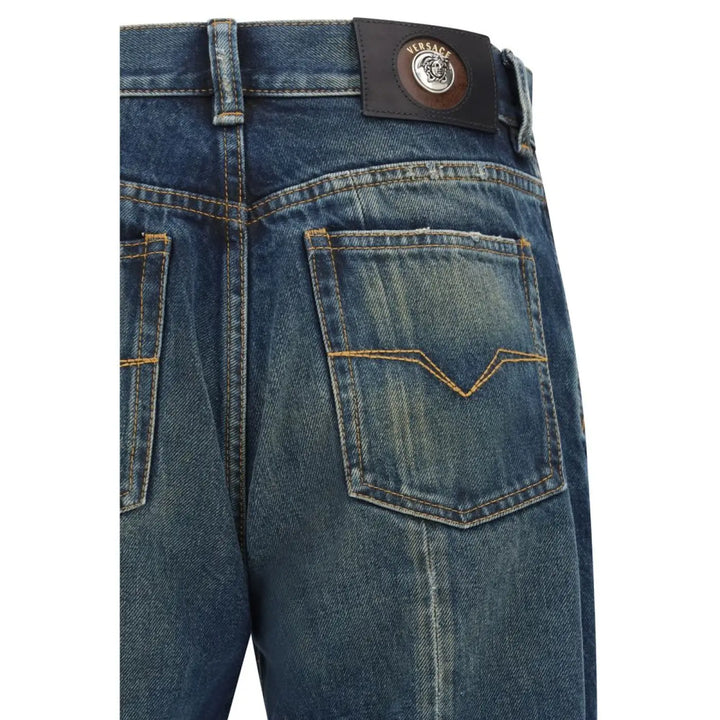 Versace Blue Cotton Straight-leg Jeans