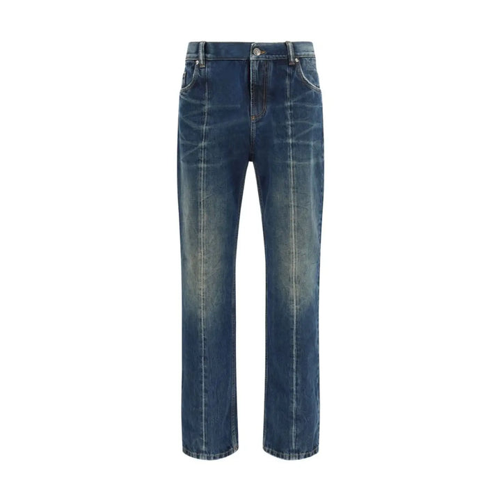 Versace Blue Cotton Straight-leg Jeans