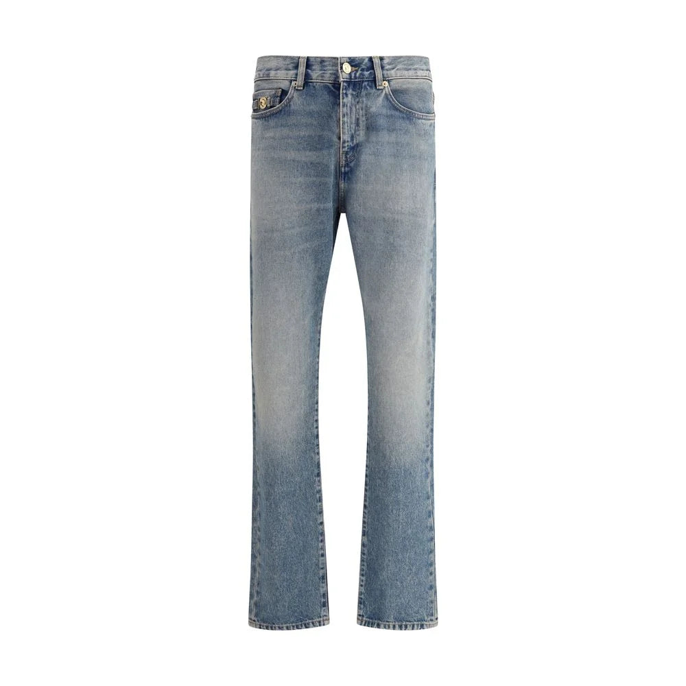 Versace Blue Cotton Straight-Leg Jeans
