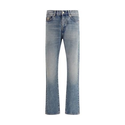 Versace Blue Cotton Straight-Leg Jeans