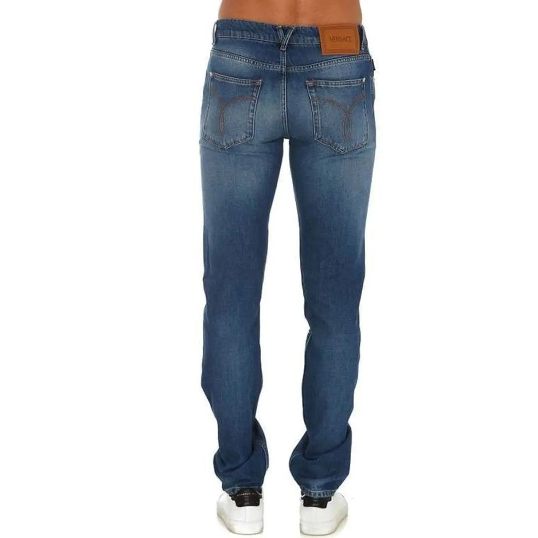 Versace Blue Cotton Straight-Leg Jeans