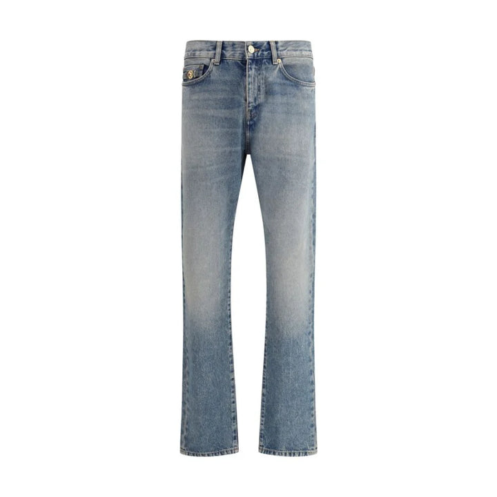 Versace Blue Cotton Straight-Leg Jeans