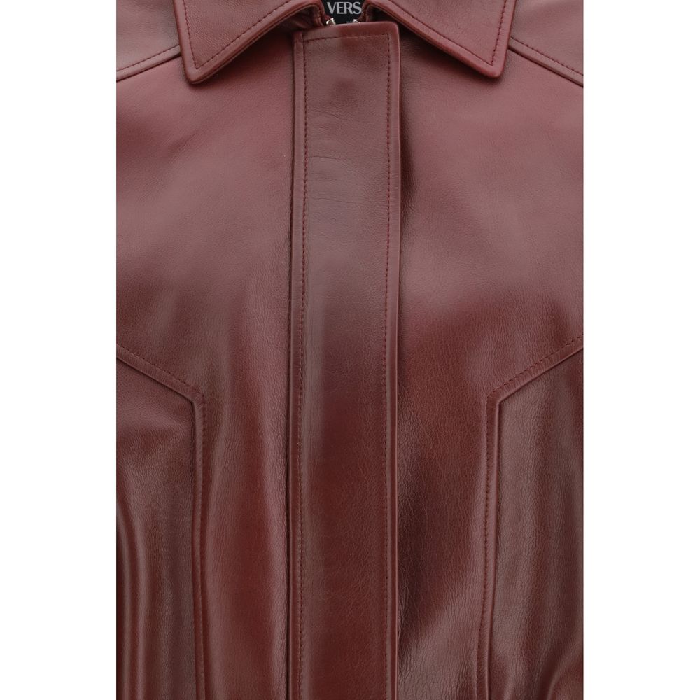 Versace Coats &amp; Jackets - Bordeaux Calf Leather Bos Taurus Jacket