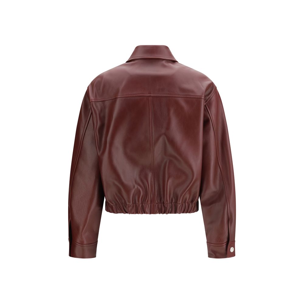Versace Coats &amp; Jackets - Bordeaux Calf Leather Bos Taurus Jacket