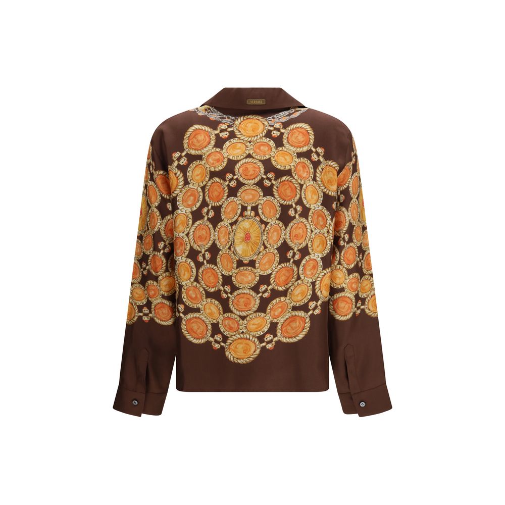 Versace Shirts - Brown Fabric Pattern Shirt