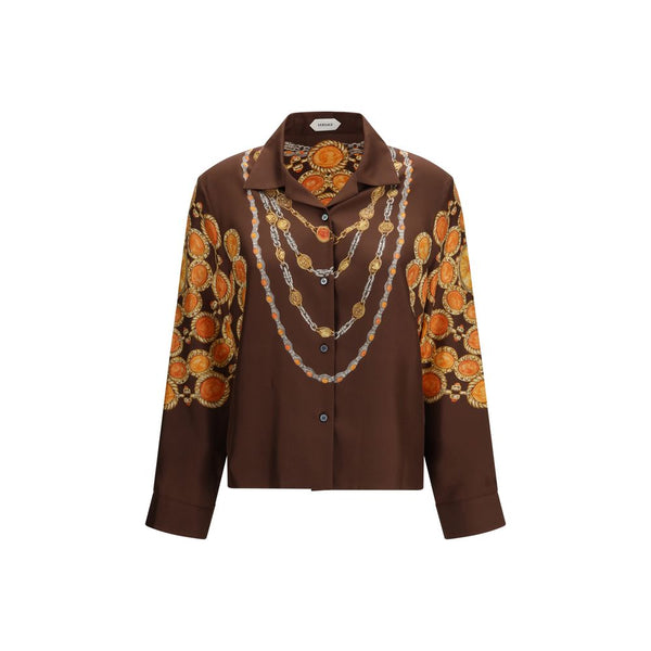 Versace Shirts - Brown Fabric Pattern Shirt