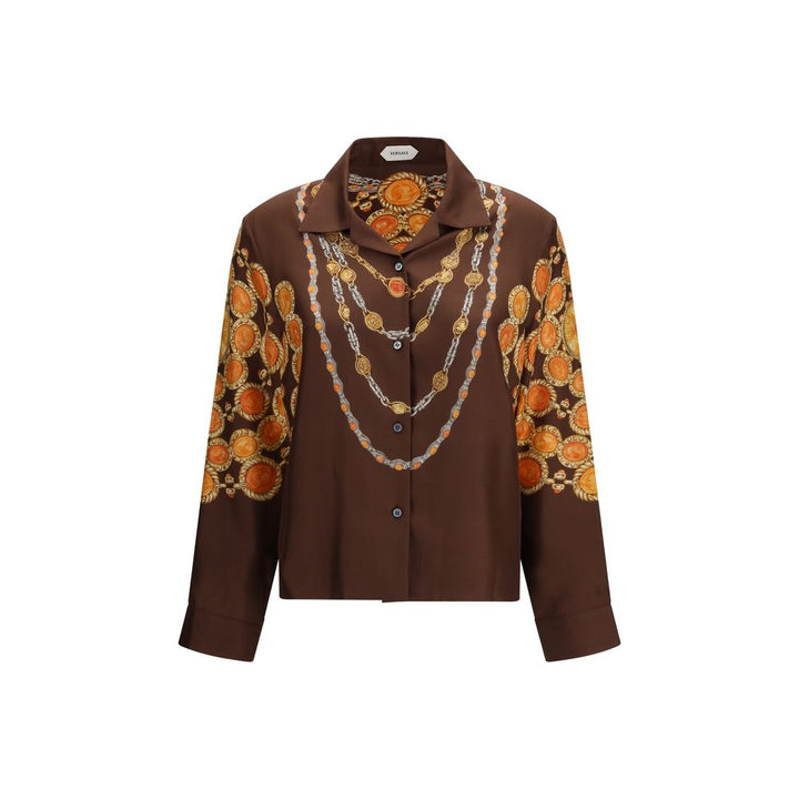 Versace Shirts - Brown Fabric Pattern Shirt