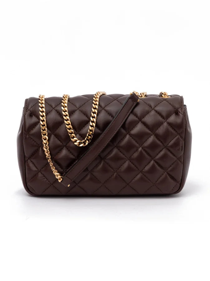 Versace - Brown Quilted Leather Shoulder Strap Bag