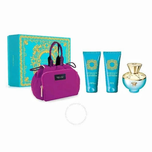 Versace Dylan Turquoise 4 Piece Gift Set for Women Eau De Toilette and Lotion Women’s Sets