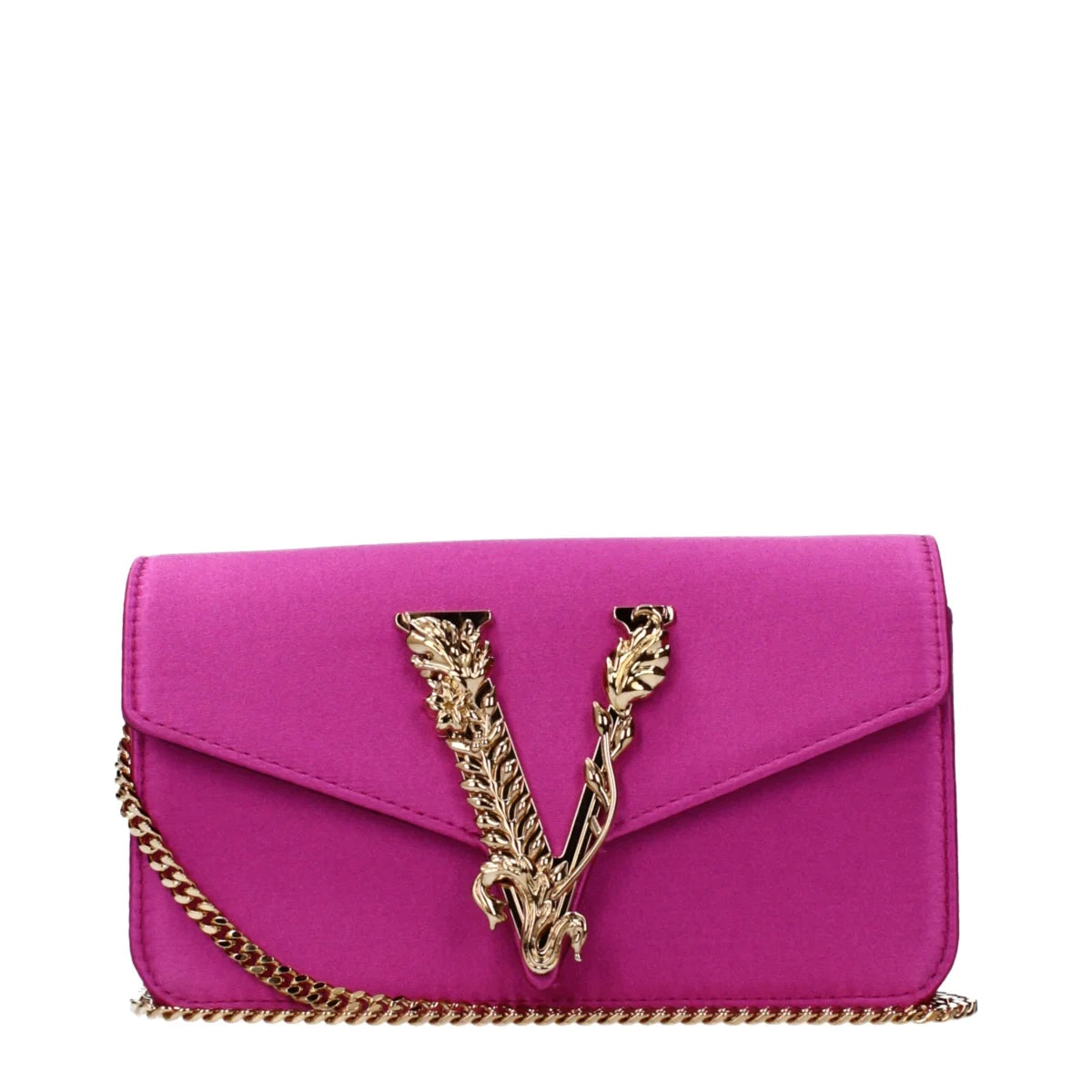 Versace Fuchsia Clutch Code F85543 Satin with Removable Shoulder Strap