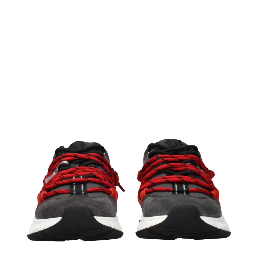 Versace Gray Leather Chunky Sneakers