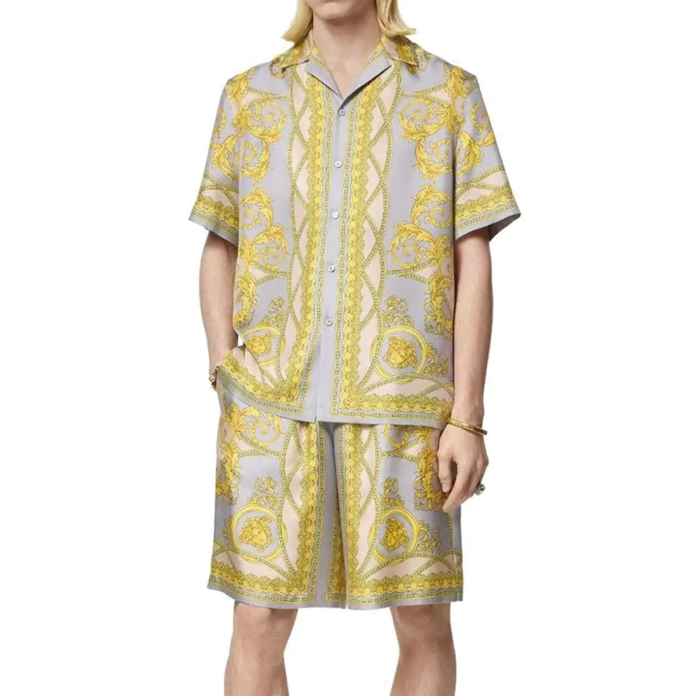 Versace Gray Silk Bermuda Shorts