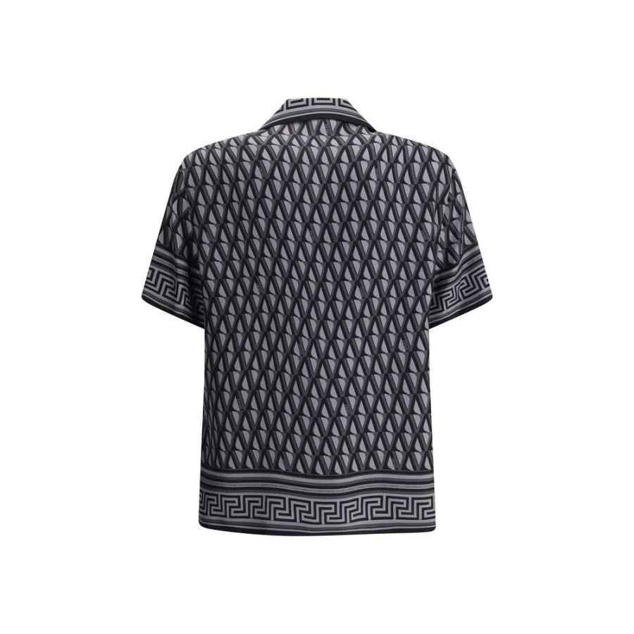 Versace Gray Silk Pattern Shirt