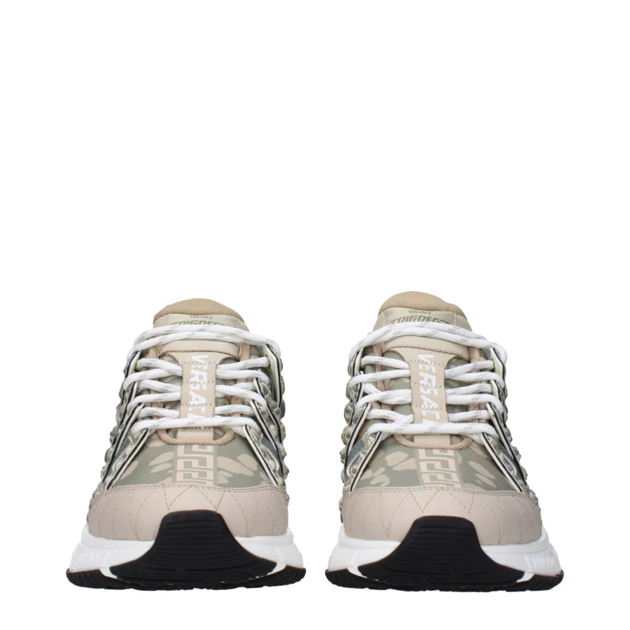 Versace Green Fabric Low Top Sneakers