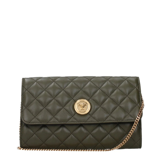 Versace Green Leather Clutch Bag