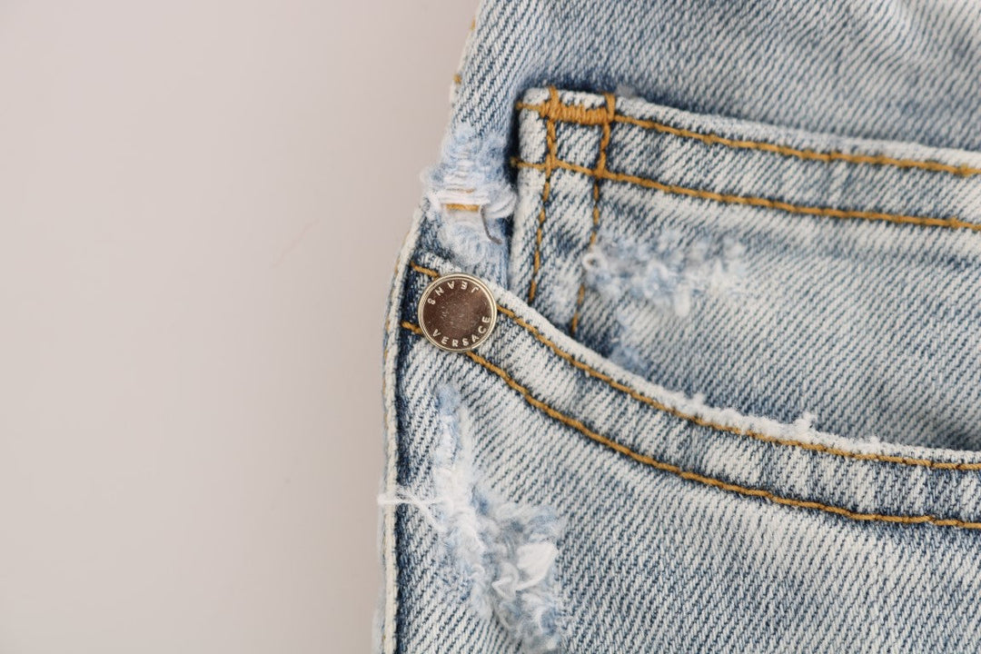 Versace Jeans Blue Wash Torn Stretch Slim Fit