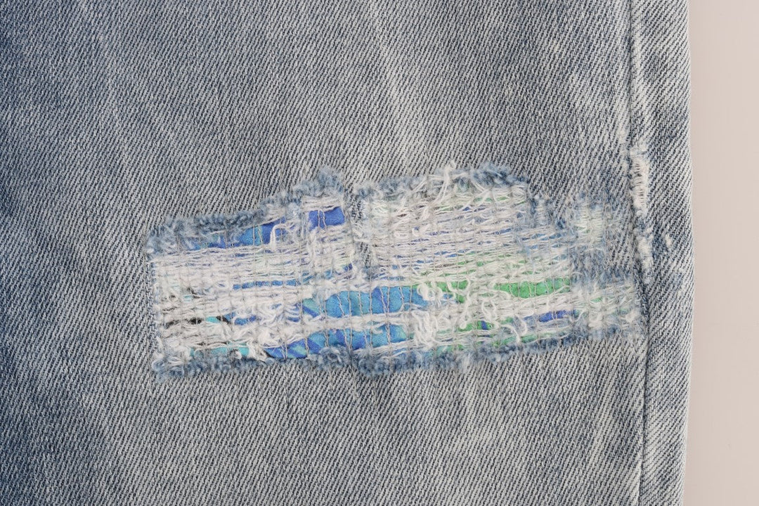 Versace Jeans Blue Wash Torn Stretch Slim Fit