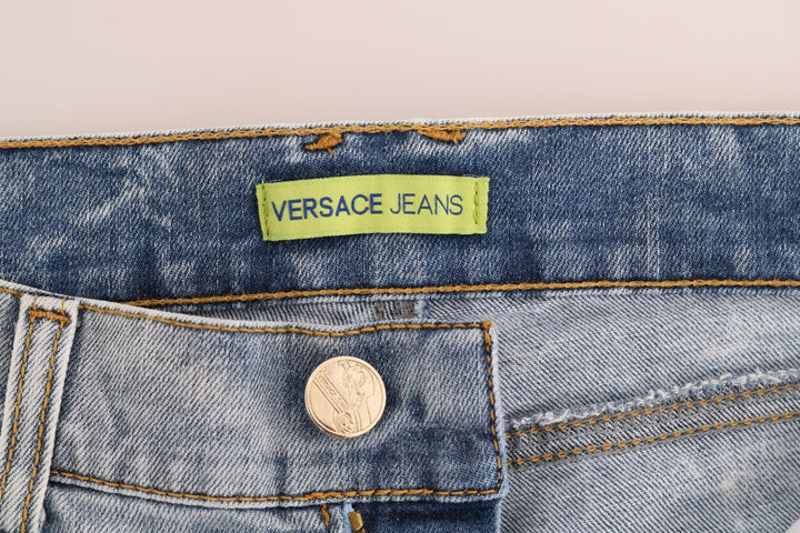 Versace Jeans Blue Wash Torn Stretch Slim Fit