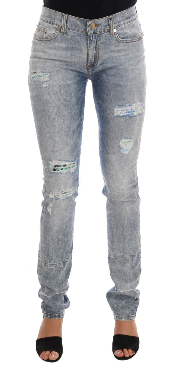 Versace Jeans Blue Wash Torn Stretch Slim Fit