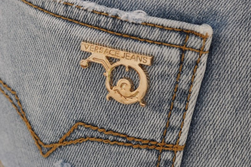 Versace Jeans Blue Wash Torn Stretch Slim Fit