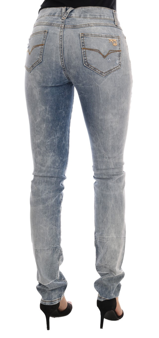 Versace Jeans Blue Wash Torn Stretch Slim Fit