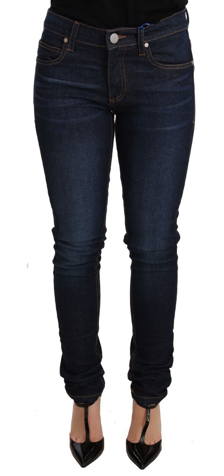 Versace Jeans Dark Blue Cotton Low Waist Skinny Denim