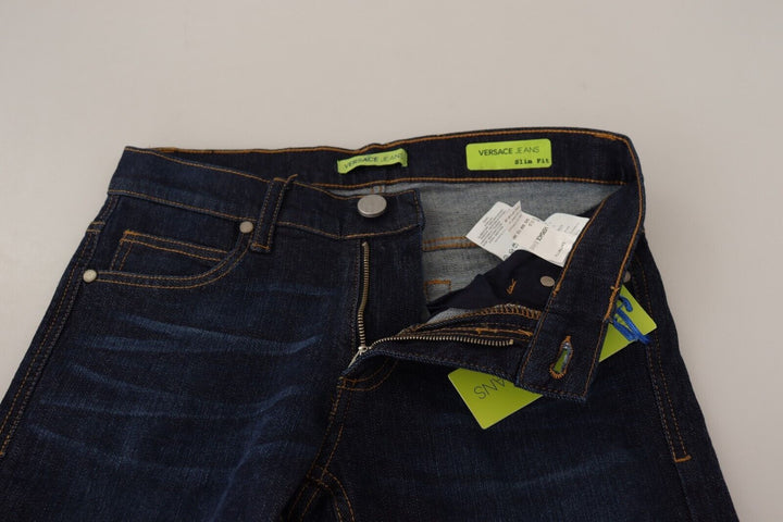 Versace Jeans Dark Blue Cotton Low Waist Skinny Denim