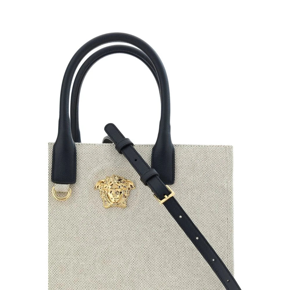 Versace La Medusa Cotton Shoulder Bag with Leather Strap