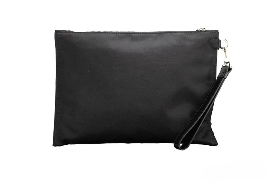 Versace Large Black Nylon Fabric Medusa Convertible Pouch Clutch Wristlet Bag