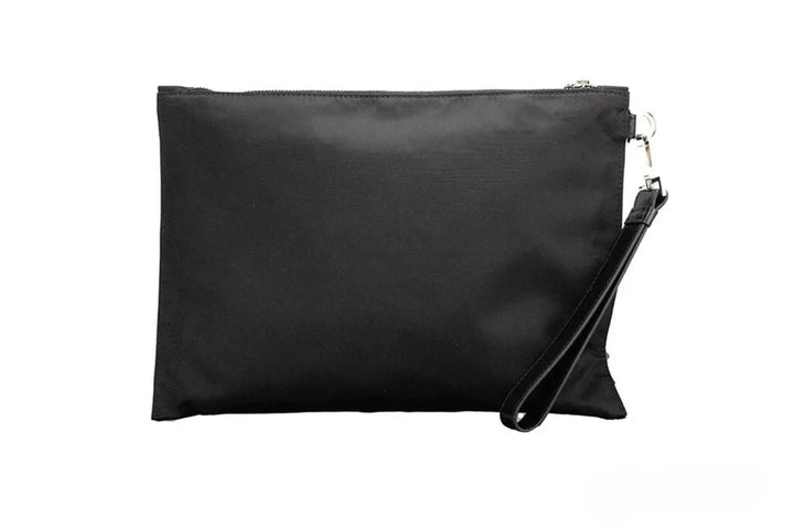 Versace Large Black Nylon Fabric Medusa Convertible Pouch Clutch Wristlet Bag