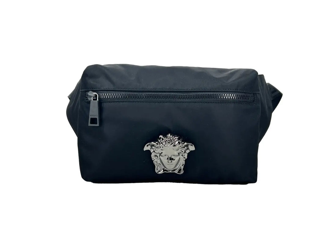 Versace Medusa Black Nylon Belt Bag Waist Fanny Pack Purse