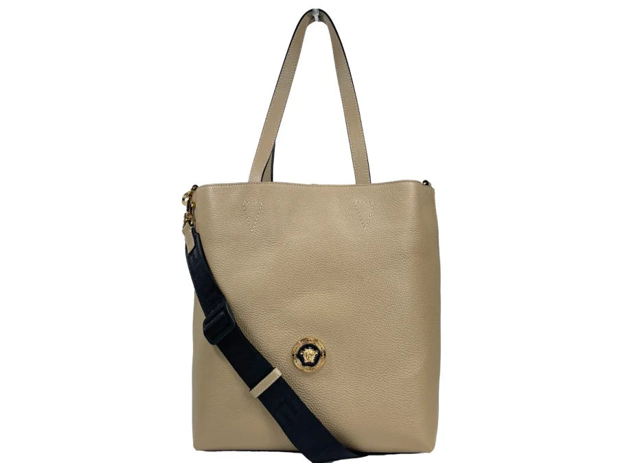 Versace - Medusa Large Leather Tote Bag With Pouch