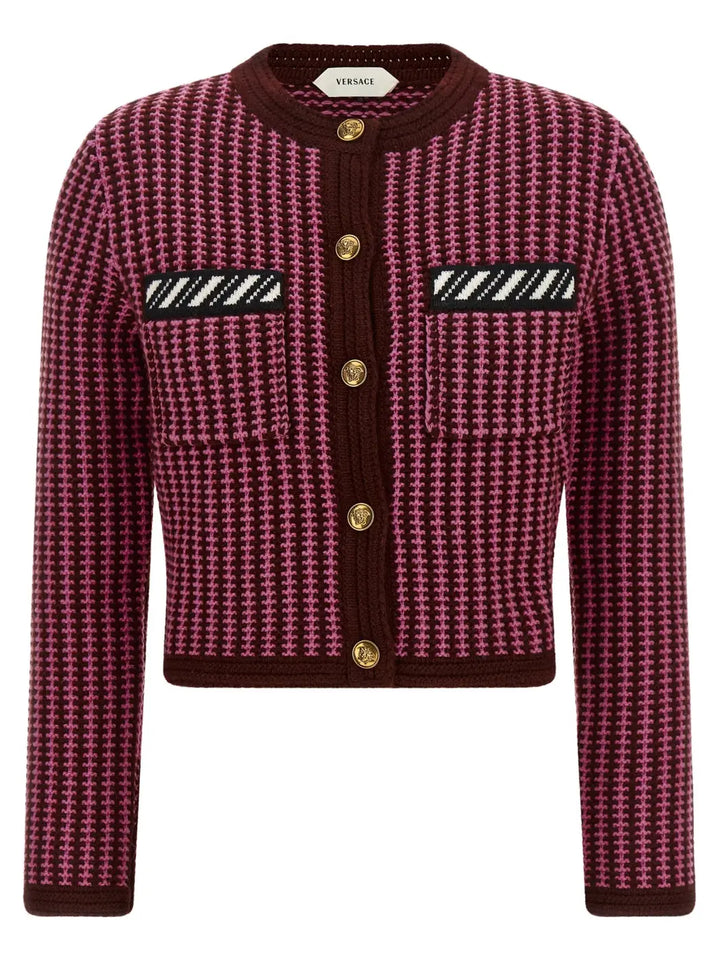 Versace Multicolor Virgin Wool Cardigan