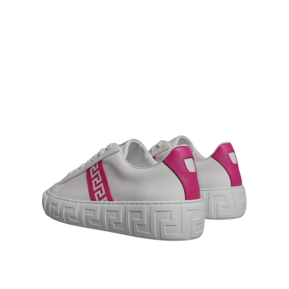 Versace Pink Leather Platform Sneakers Authentic White Two Tone Design
