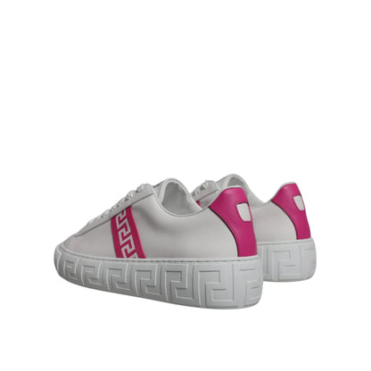 Versace Pink Leather Platform Sneakers Authentic White Two Tone Design