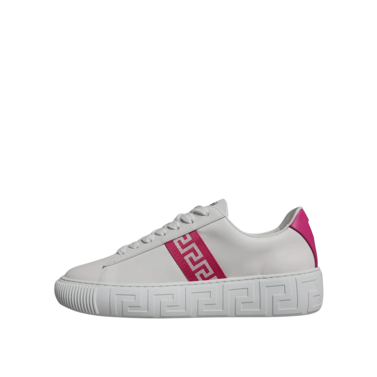 Versace Pink Leather Platform Sneakers Authentic White Two Tone Design